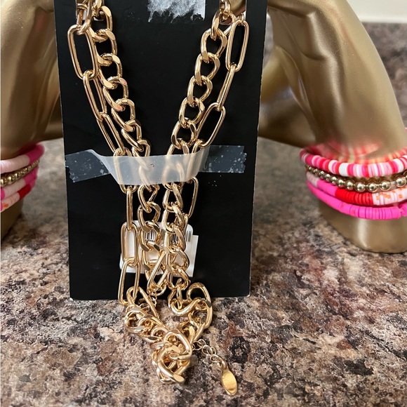 NWT AQUA Imitation Pearl & Stirrup Link Chain - Exclusive - Picture 2 of 7